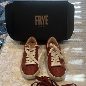 Frye Red Leather Sneakers with Cream Laces
